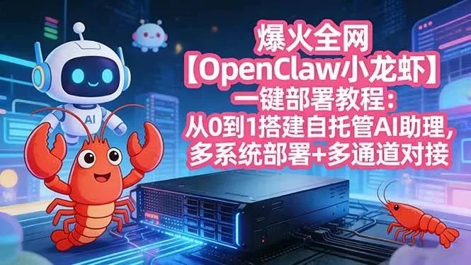 爆火全网【OpenClaw 小龙虾】一键部署教程：从0到1搭建自托管AI助理，多系统部署+多通道对接-副业吧