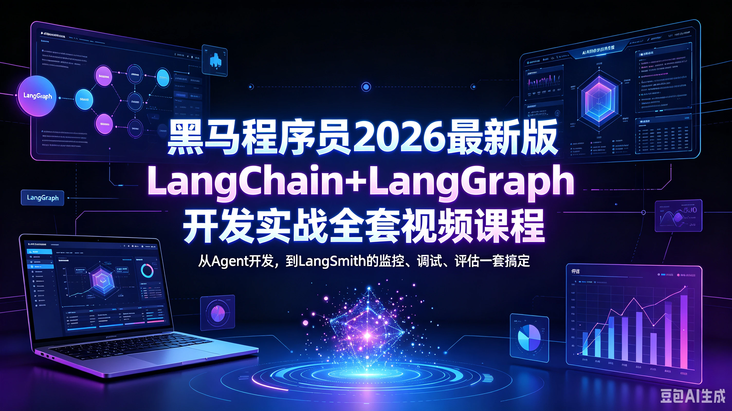 【精】黑马程序员2026最新版LangChain+LangGraph开发实战全套视频课程，从Agent开发，到LangSmith的监控、调试、评估一套搞定-副业吧