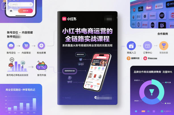 小红书电商运营的全链路实战课程,系统覆盖从账号搭建到商业变现的完整流程-副业吧