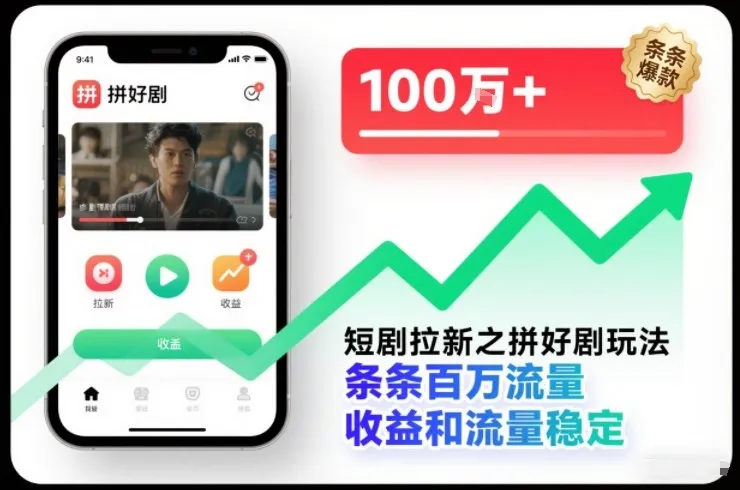 短剧拉新之拼好剧玩法，条条百万流量，收益和流量稳定-副业吧