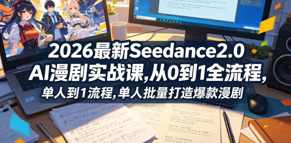 2026最新Seedance2.0 AI漫剧实战课,，从0到1全流程，单人批量打造爆款漫剧-副业吧