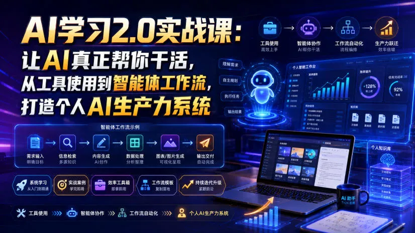 AI学习2.0实战课:让AI真正帮你干活,从工具使用到智能体工作流,打造个人AI生产力系统-副业吧