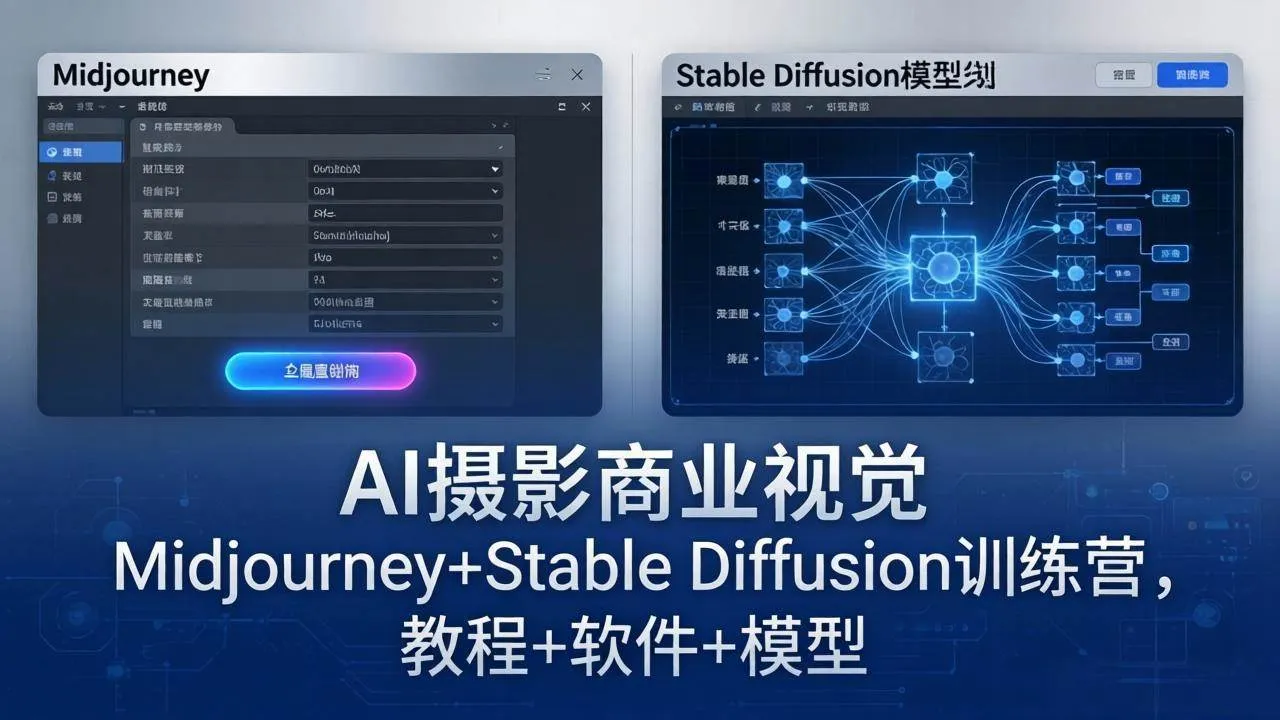 （18271期）AI摄影商业视觉Midjourney+Stable Diffusion训练营，教程+软件+模型-副业吧