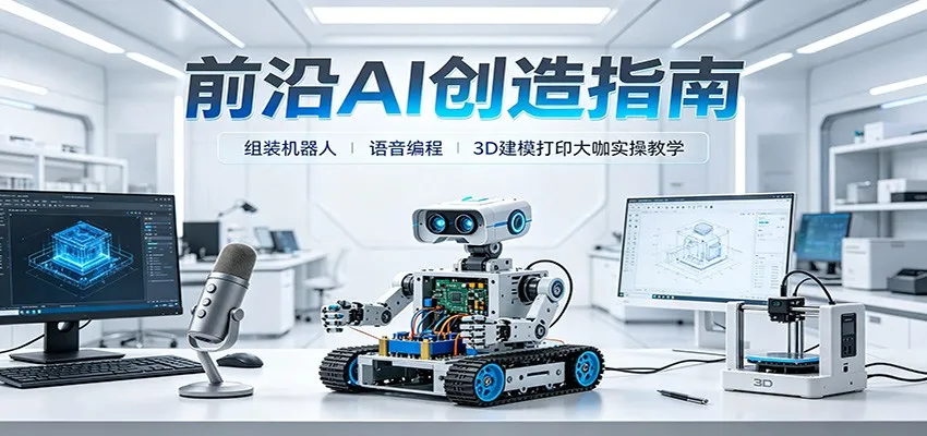 前沿AI创造指南：组装机器人、语音编程、3D建模打印大咖实操教学-副业吧