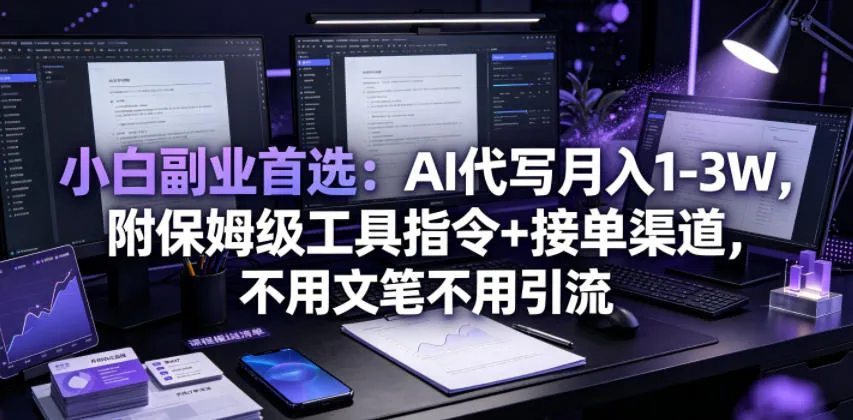 小白副业首选：AI代写月入1-3W，附保姆级工具指令+接单渠道，不用文笔不用引流【揭秘】-副业吧