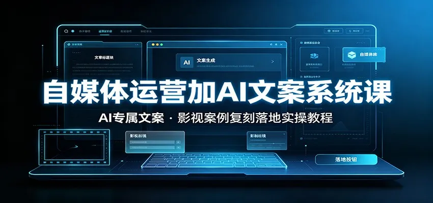 自媒体运营加AI文案系统课::AI专属文案,影视案例复刻落地实操教程-副业吧