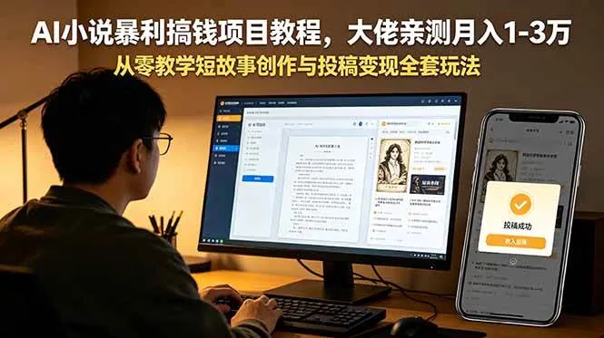 (18898期)AI小说暴利搞钱项目教程,大佬亲测月入1-3万,从零教学短故事创作与投稿变现全套玩法-副业吧