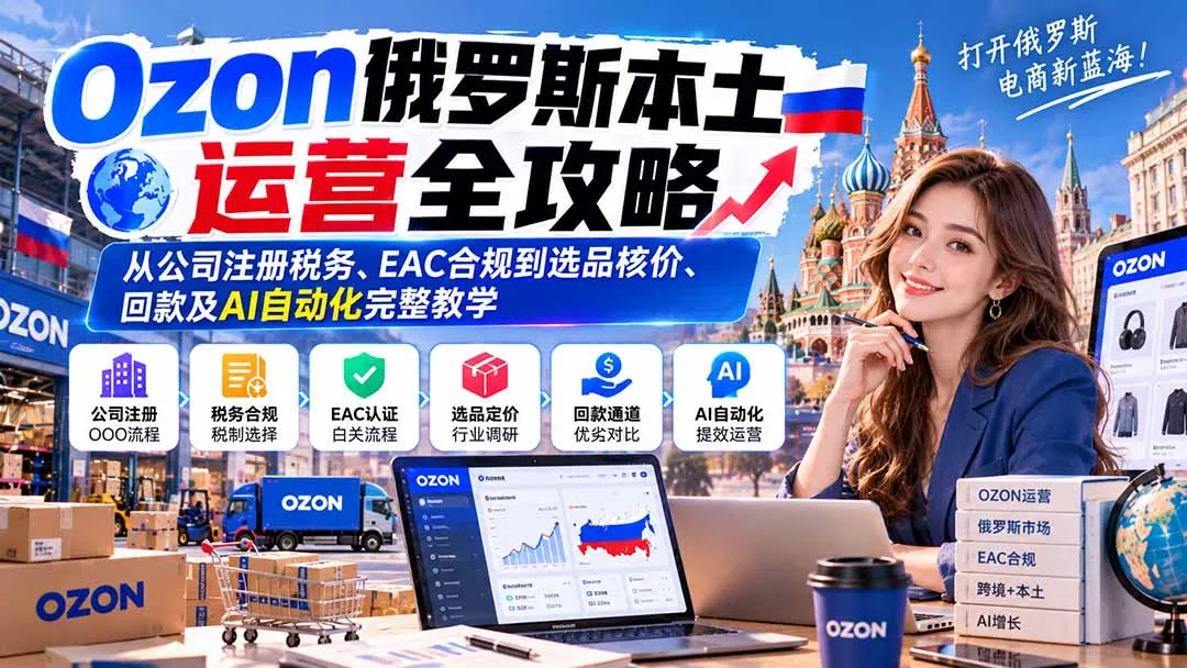 Ozon俄罗斯本土运营全攻略：从公司注册税务、EAC合规到选品核价、回款及AI自动化完整教学-副业吧