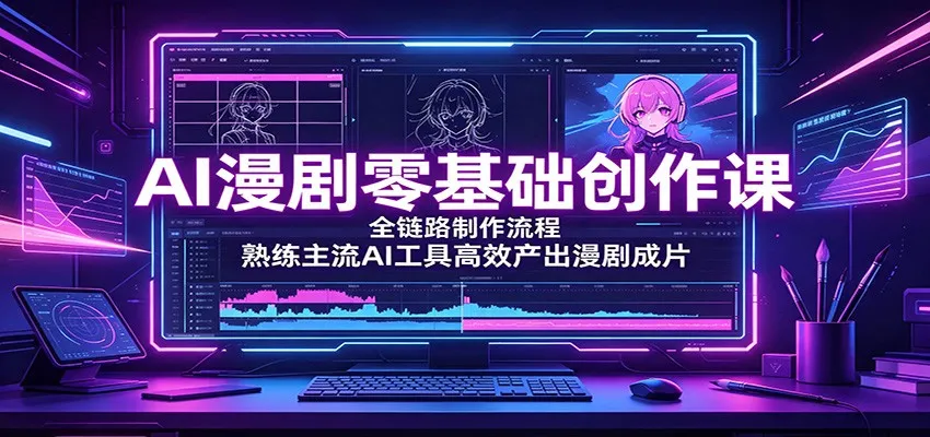 AI漫剧零基础创作课：全链路制作流程，熟练主流AI工具高效产出漫剧成片-副业吧