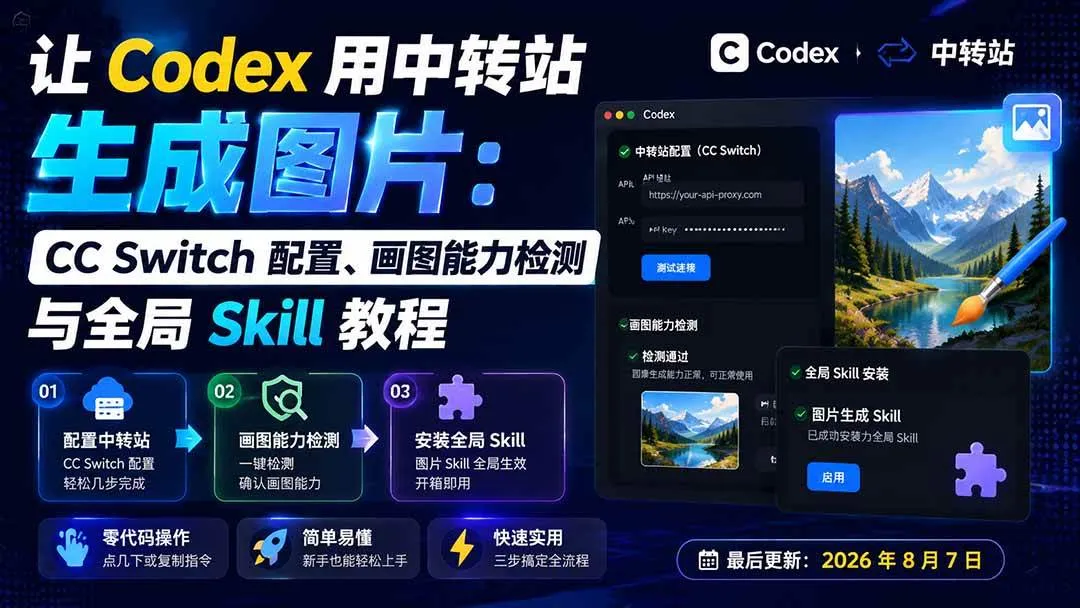 (19777期)让 Codex 用中转站生成图片:CC Switch 配置、画图能力检测与全局 Skill 教程-副业吧