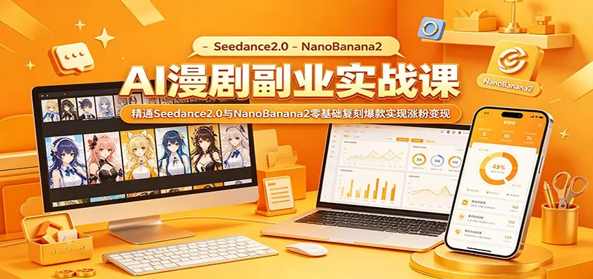 AI漫剧副业实战课:精通Seedance2.0与NanoBanana2零基础复刻爆款实现涨粉变现-副业吧