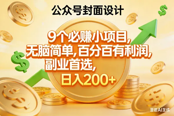 (17392期)9个必赚小项目,无脑简单,百分百有利润,副业首选,日入300+-副业吧