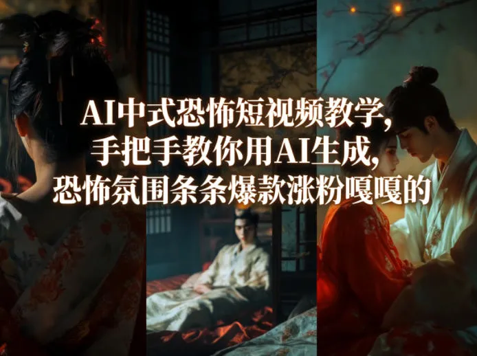 AI中式恐怖短视频教学,手把手教你用AI生成,恐怖氛围条条爆款涨粉嘎嘎的-副业吧