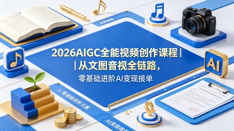 【精】2026AIGC全能视频创作课，8周吃透多赛道创作+变现，零基础也能高效出片接单-副业吧