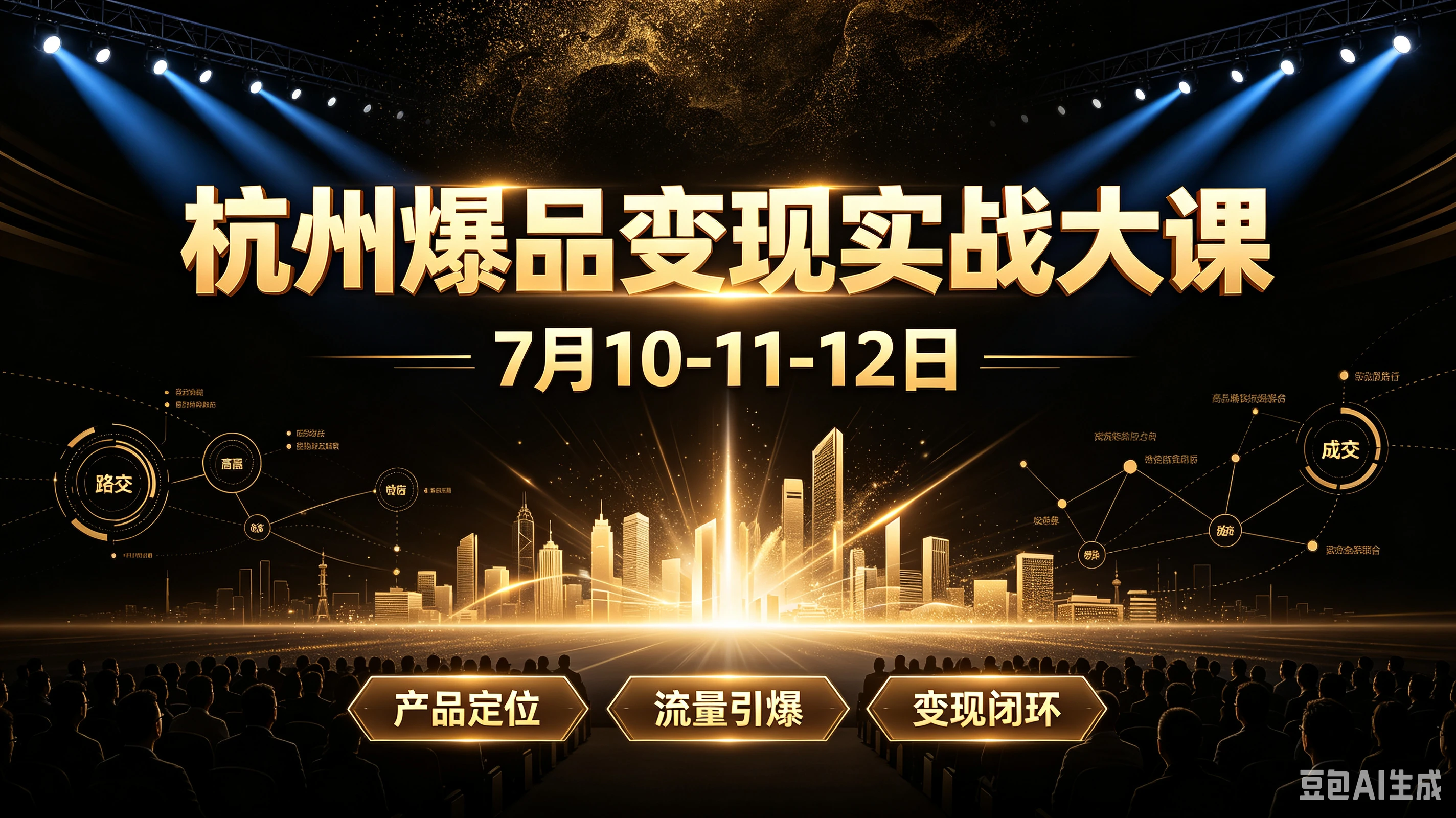 【精】杭州爆品变现实战大课,7月10-11-12日,产品定位、流量引爆、变现闭环-副业吧