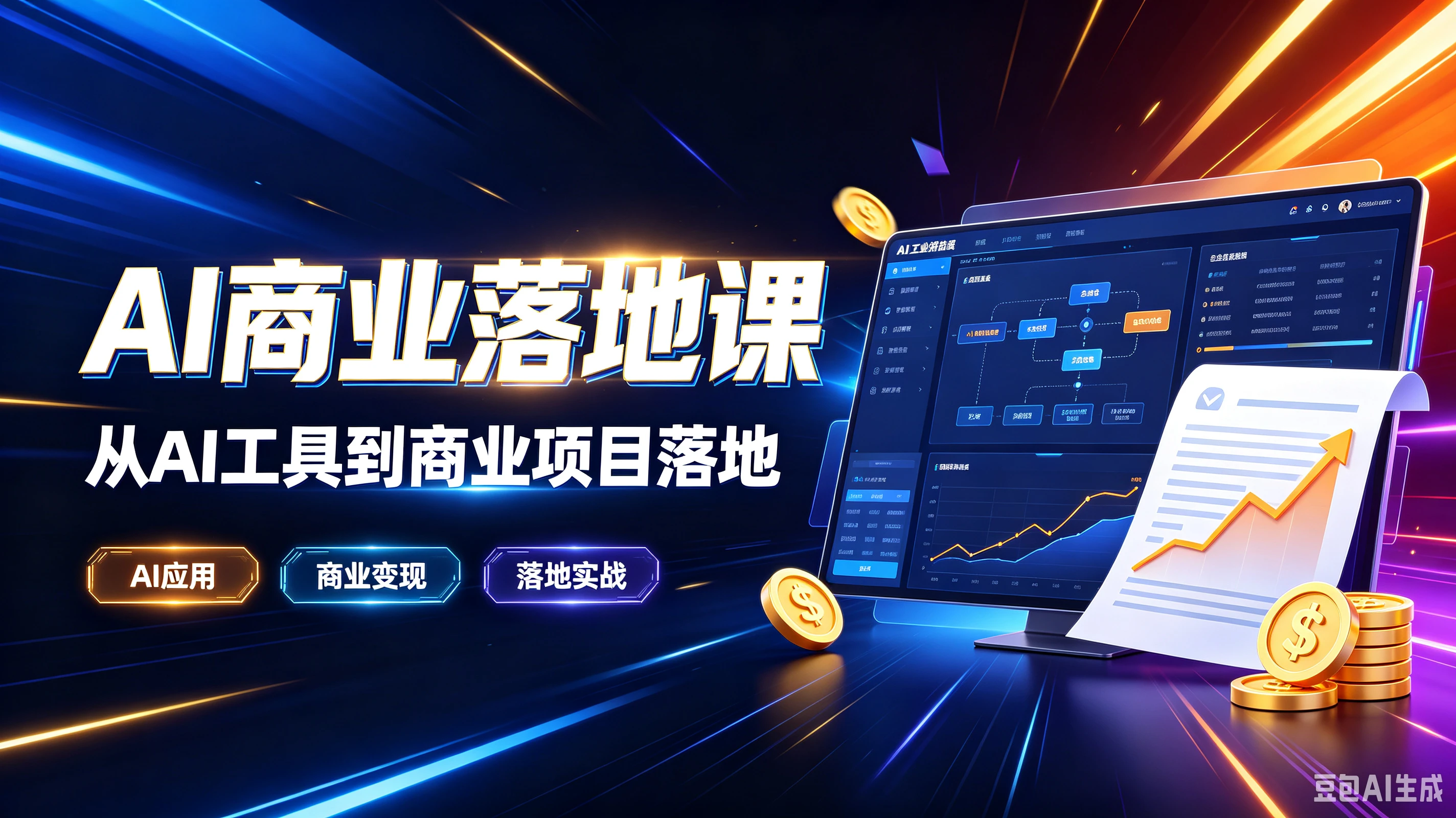 【精】AI商业落地课从AI工具到商业项目落地,AI应用、商业变现、落地实战-副业吧