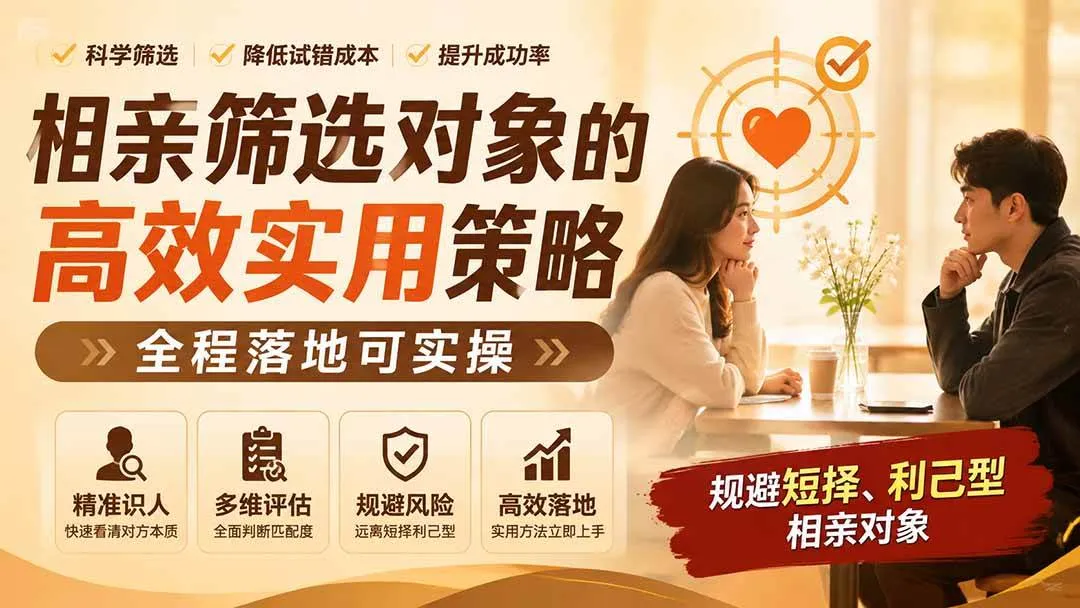 (19727期) 付费文章:相亲筛选对象的高效实用策略,全程落地可实操,规避短择、利己型相亲对象-副业吧