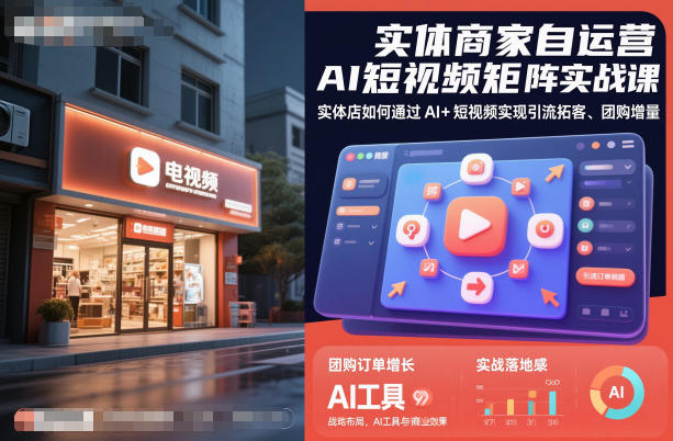 实体商家自运营AI短视频矩阵实战课,实体店如何通过AI+短视频实现引流拓客、团购增量-副业吧