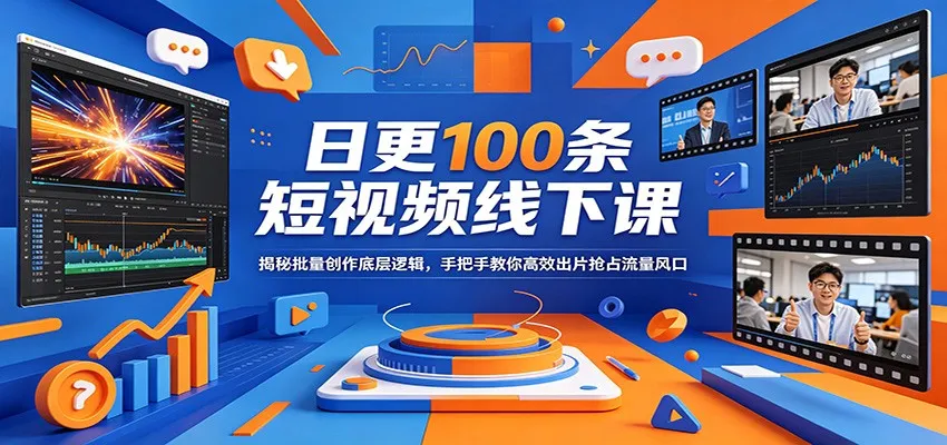 日更100条短视频线下课：揭秘批量创作底层逻辑，手把手教你高效出片抢占流量风口-副业吧