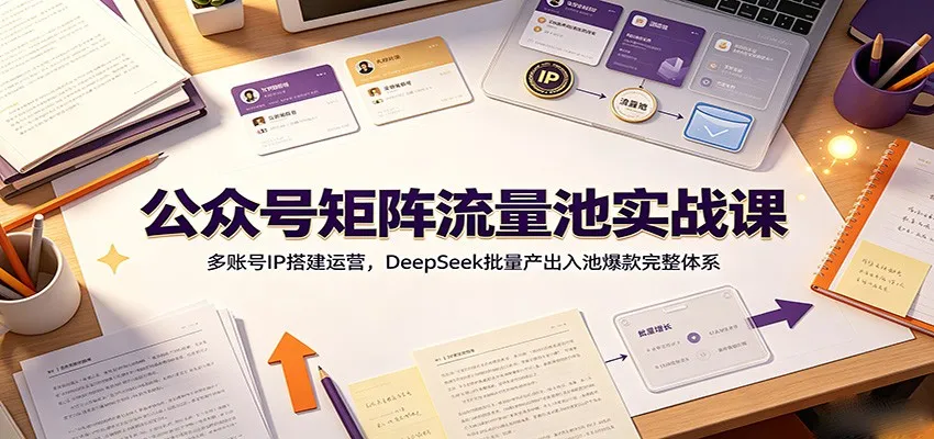 公众号矩阵流量池实战课:多账号IP搭建运营,DeepSeek批量产出入池爆款完整体系-副业吧