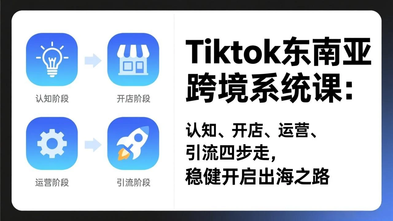 【精】TikTok东南亚跨境系统课：认知、开店、运营、引流四步走，稳健开启出海之路-副业吧