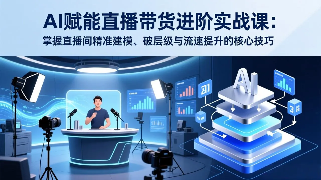 【精】AI赋能直播带货进阶实战课:掌握直播间精准建模、破层级与流速提升的核心技巧-副业吧