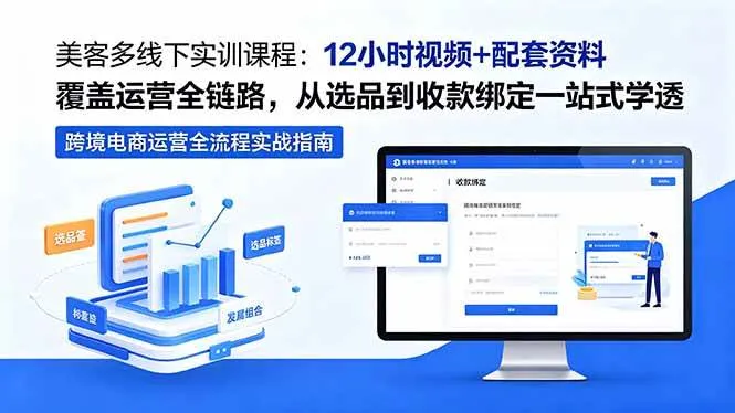 （18531期）美客多线下实训课程：12小时视频+配套资料覆盖运营全链路，从选品到收款绑定一站式学透-副业吧