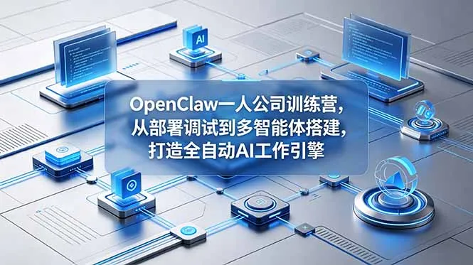 【精】OpenClaw 一人公司训练营,从部署调试到多智能体搭建,打造全自动 AI 工作引擎-副业吧