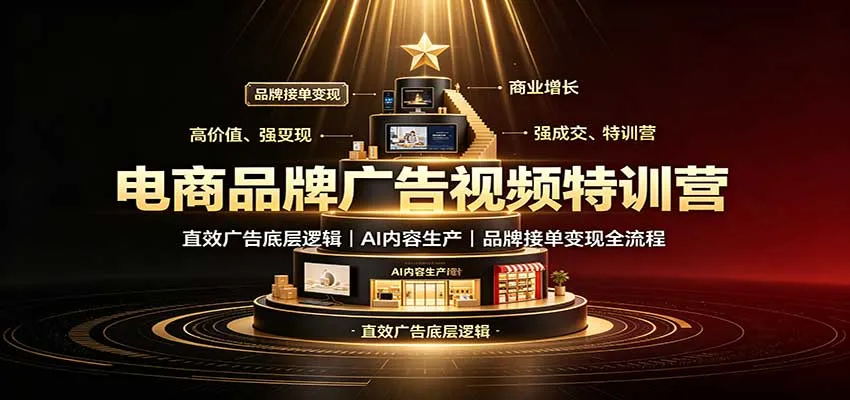 电商品牌广告视频特训：直效广告底层逻辑，AI内容生产，品牌接单变现全流程-副业吧