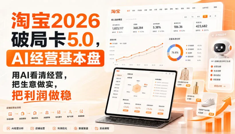 智篆商业-淘宝2026破局卡5.0,AI经营基本盘,用AI看清经营,把生意做实,把利润做稳-副业吧