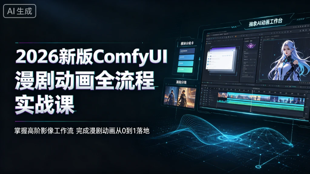 【精】2026新版ComfyUI漫剧动画全流程实战课,掌握高阶影像工作流,完成漫剧动画从0到1落地-副业吧