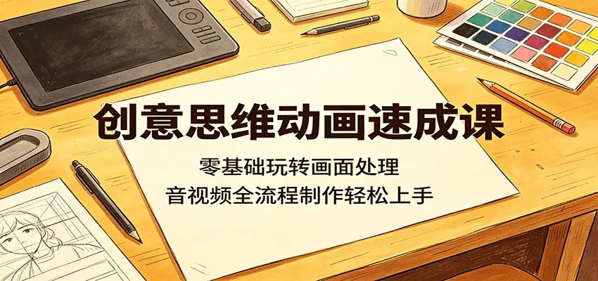 创意思维动画速成课：零基础玩转画面处理，音视频全流程制作轻松上手-副业吧