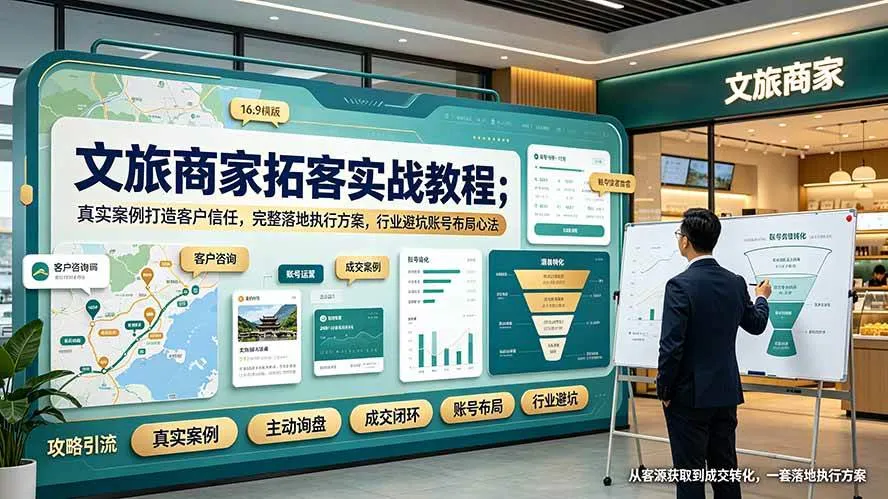 (19273期)文旅商家拓客实战教程;真实案例打造客户信任,完整落地执行方案,行业避坑账号布局心法-副业吧