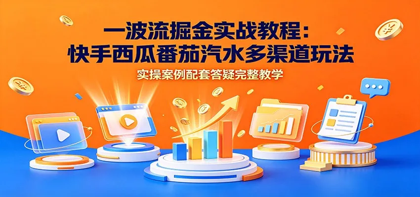 一波流掘金实战教程:快手西瓜番茄汽水多渠道玩法,实操案例配套答疑完整教学-副业吧