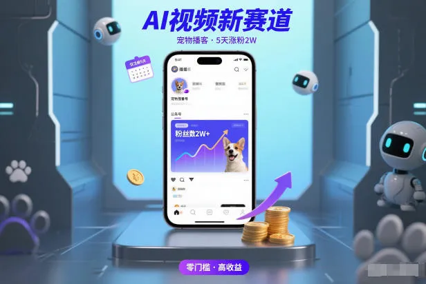 AI视频新赛道，宠物播客仅注册5天涨粉2W，收益非常可观-副业吧