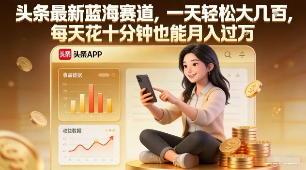 头条最新蓝海赛道，一天轻松大几张，每天花十分钟也能月入过1W【揭秘】-副业吧