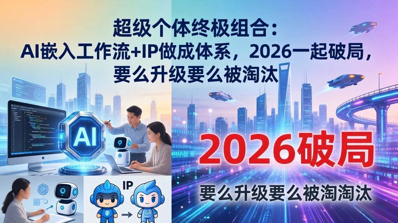 (17789期)超级个体终极组合:AI嵌入工作流+IP做成体系,2026一起破局,要么升级要么被淘汰-副业吧