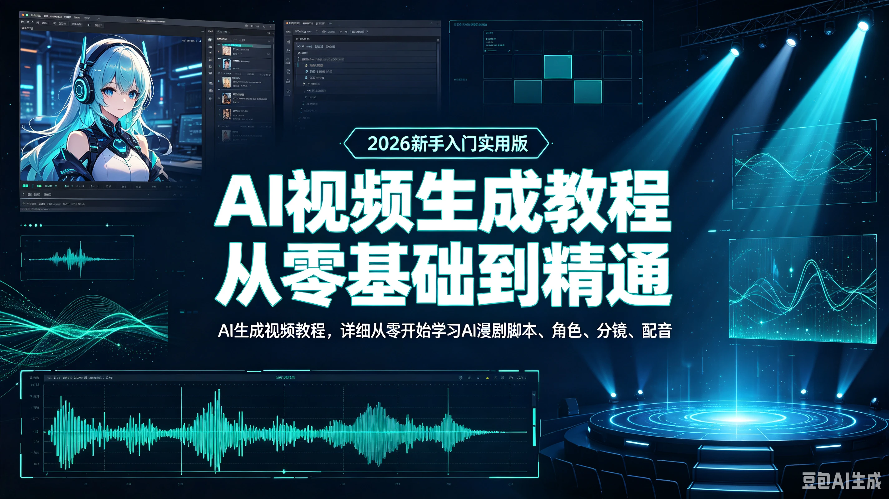 【精】AI视频生成教程从零基础到精通(2026新手入门实用版AI生成视频教程)详细从零开始学习AI漫剧脚本角色分镜配音-副业吧