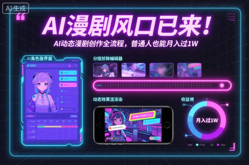 AI漫剧风口已来！AI动态漫剧创作全流程，普通人也能月入过1W-副业吧