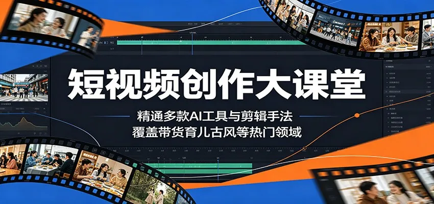 短视频创作大课堂：精通多款AI工具与剪辑手法，覆盖带货、育儿、古风等热门领域-副业吧