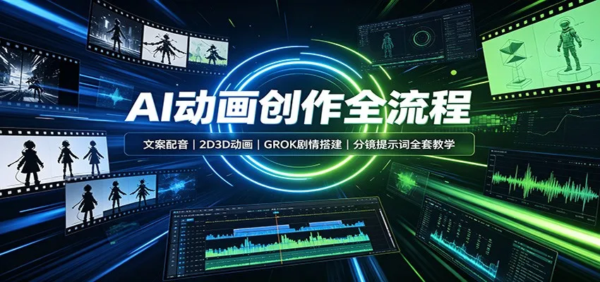 AI动画创作全流程：文案配音，2D3D动画，GROK剧情搭建，分镜提示词全套教学-副业吧