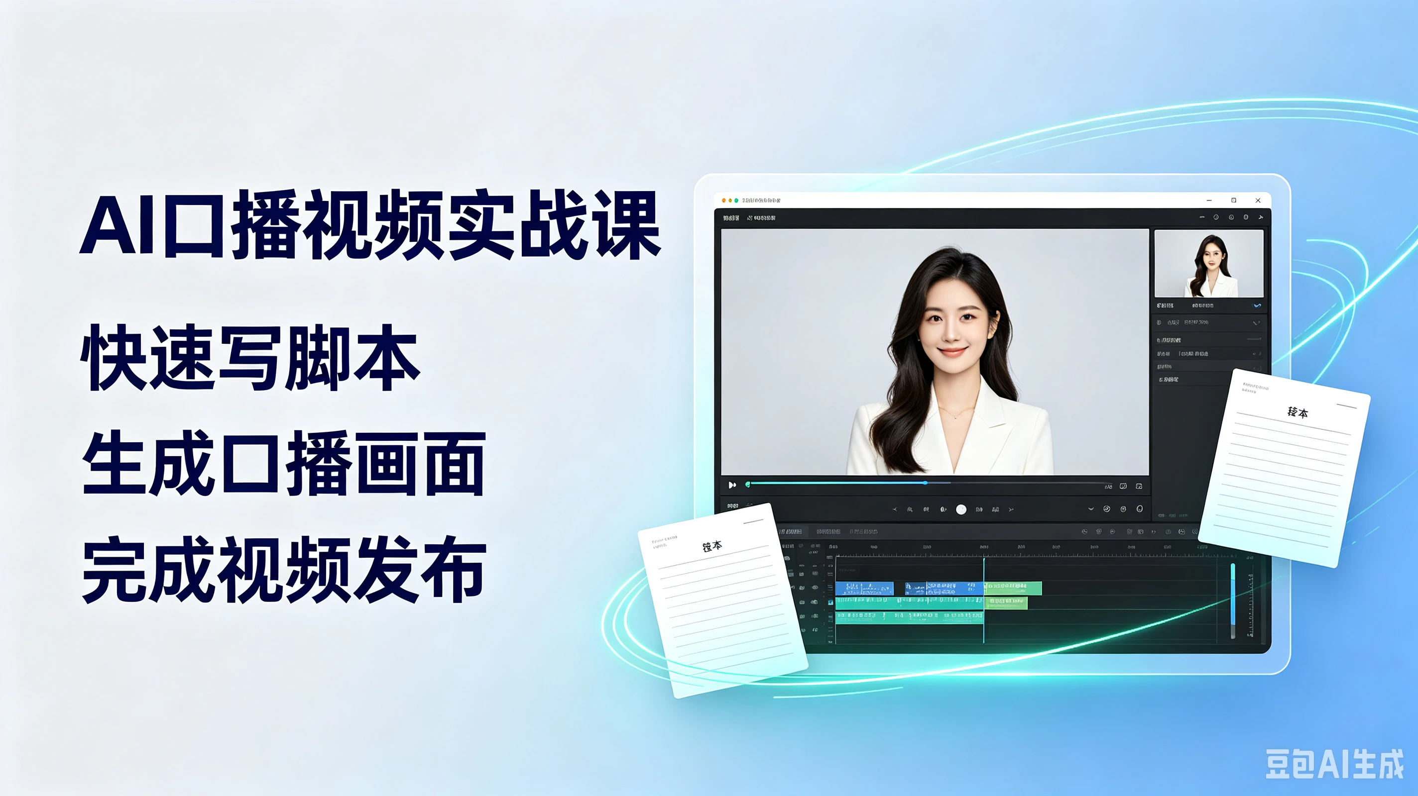 【精】AI口播视频实战课，快速写脚本、生成口播画面、完成视频发布-副业吧