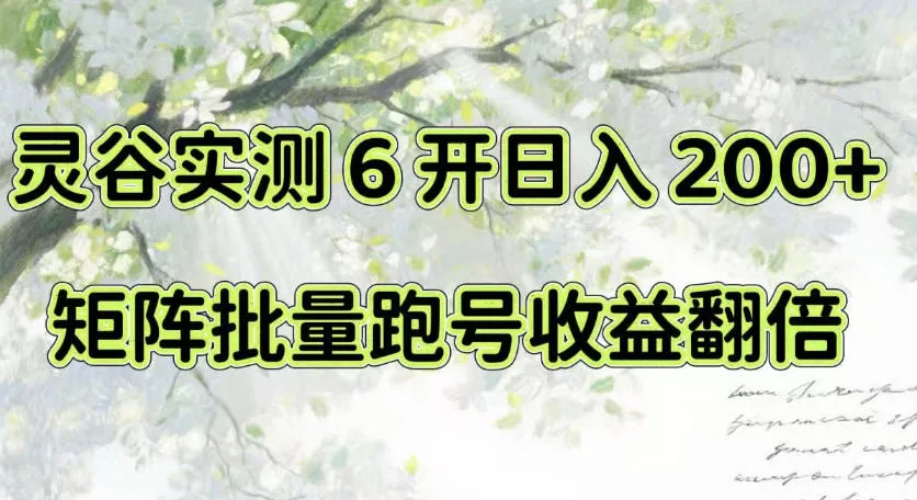 一台电脑就能做!灵谷实测6开日入200+,矩阵批量跑号收益翻倍【揭秘】-副业吧