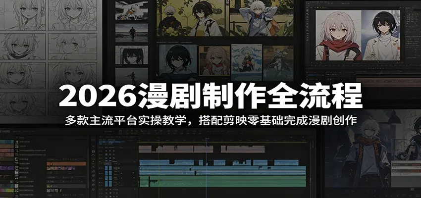 2026漫剧制作全流程：多款主流平台实操教学，搭配剪映零基础完成漫剧创作-副业吧