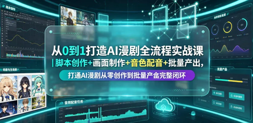 从0到1打造AI漫剧全流程实战课|脚本创作+画面制作+音色配音+批量产出,打通AI漫剧从零创作到批量量产完整闭环-副业吧