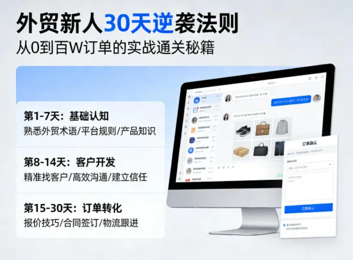 外贸新人30天逆袭法则，教你从0到百W订单的实战通关秘籍-副业吧