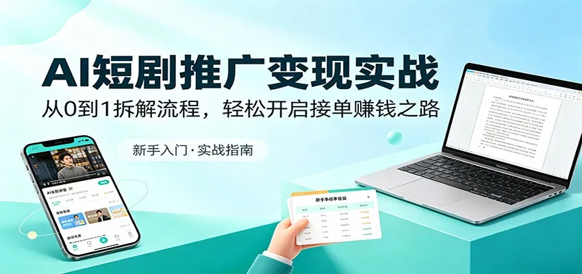 AI短剧推广变现实战：从0到1拆解流程，轻松开启接单赚钱之路-副业吧