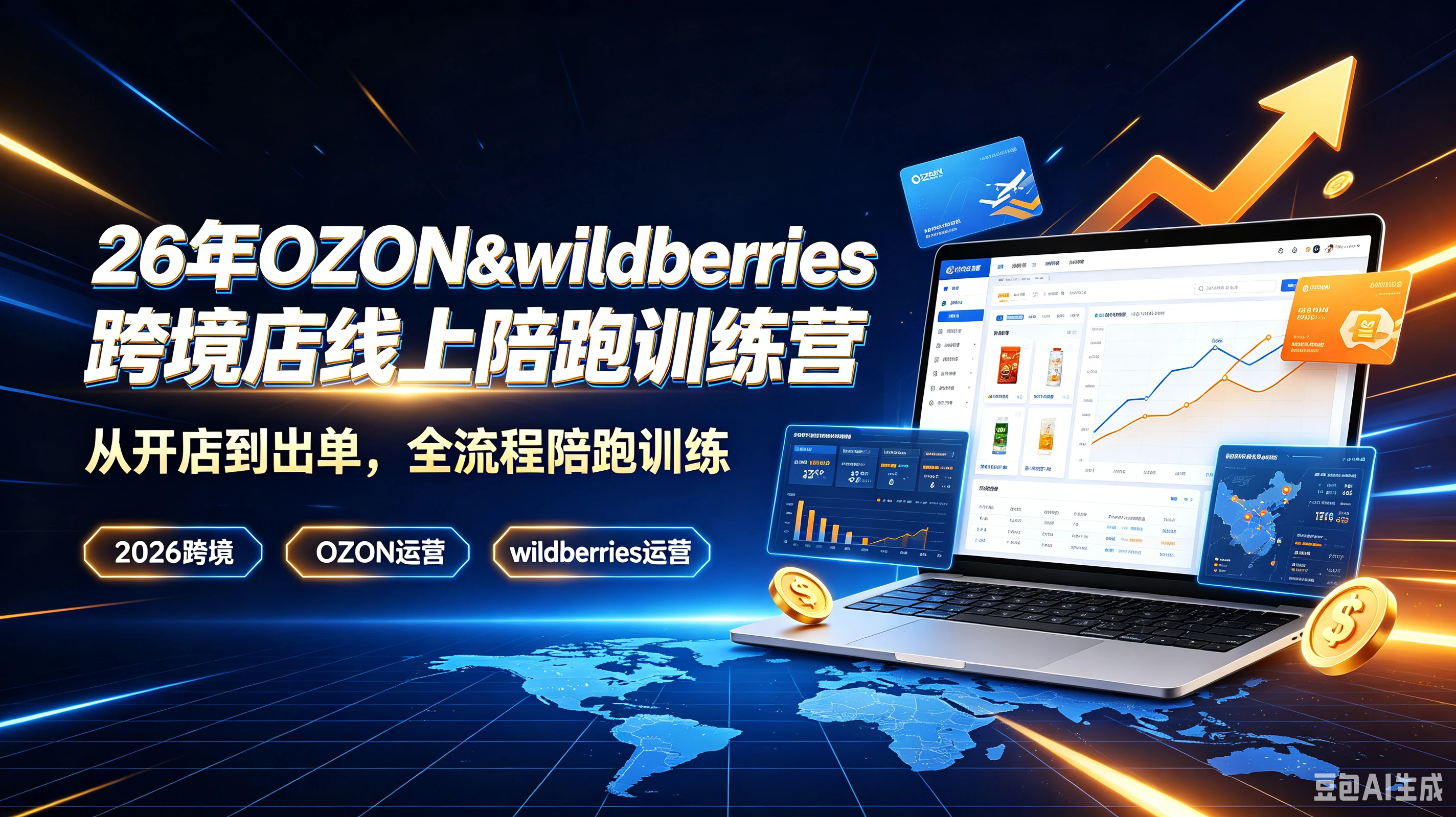 【精】26年OZON&wildberries跨境店线上陪跑训练营，从开店到出单，全流程陪跑训练，2026跨境、OZON运营、wildberries运营-副业吧