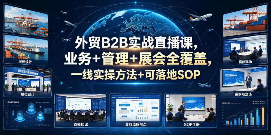 外贸B2B实战直播课,业务+管理+展会全覆盖,一线实操方法+可落地SOP-副业吧