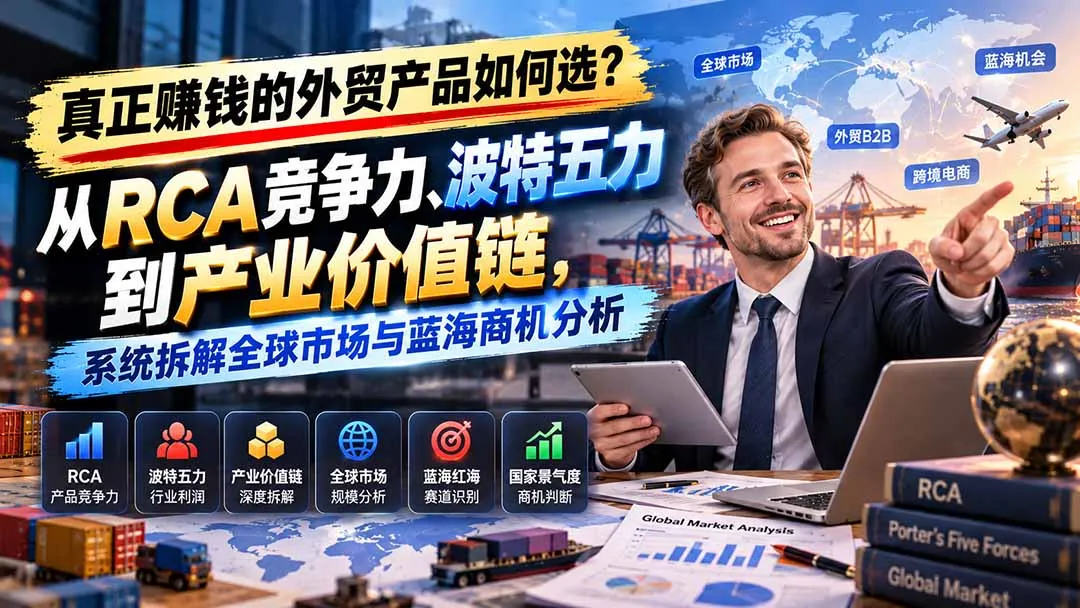真正赚钱的外贸B2B产品如何选?从RCA竞争力、波特五力到产业价值链,系统拆解全球市场与蓝海商机分析-副业吧